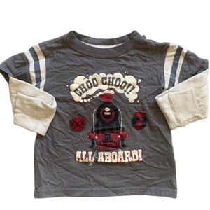 Toughskins Choo Choo All Aboard Train Gray Long Sleeve Top